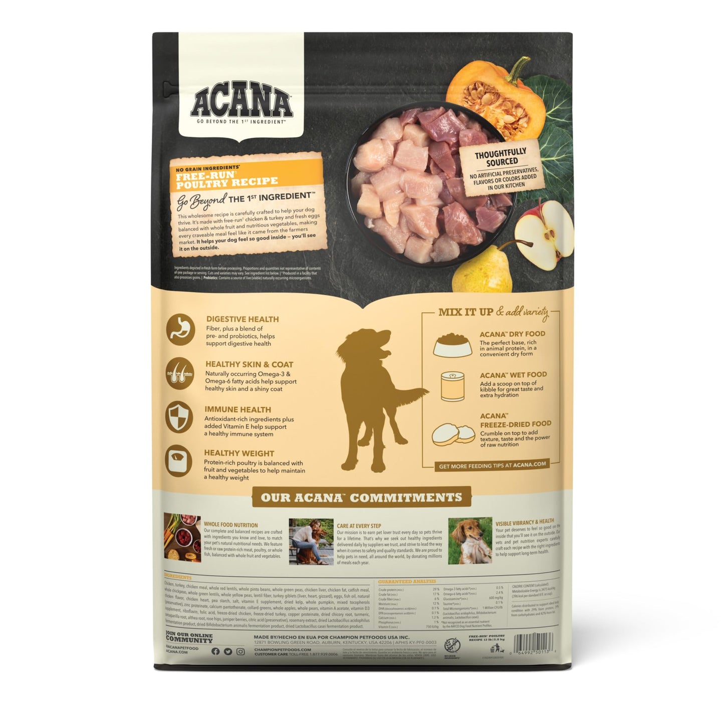 ACANA Grain Free Dry Dog Food Free Run Poultry Recipe 13lb Bag