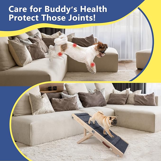 Small Dog Ramp for Bed Couch Car Folding Portable Pet Ramp for Cats Adjustable Height 21", Up to 35 lbs