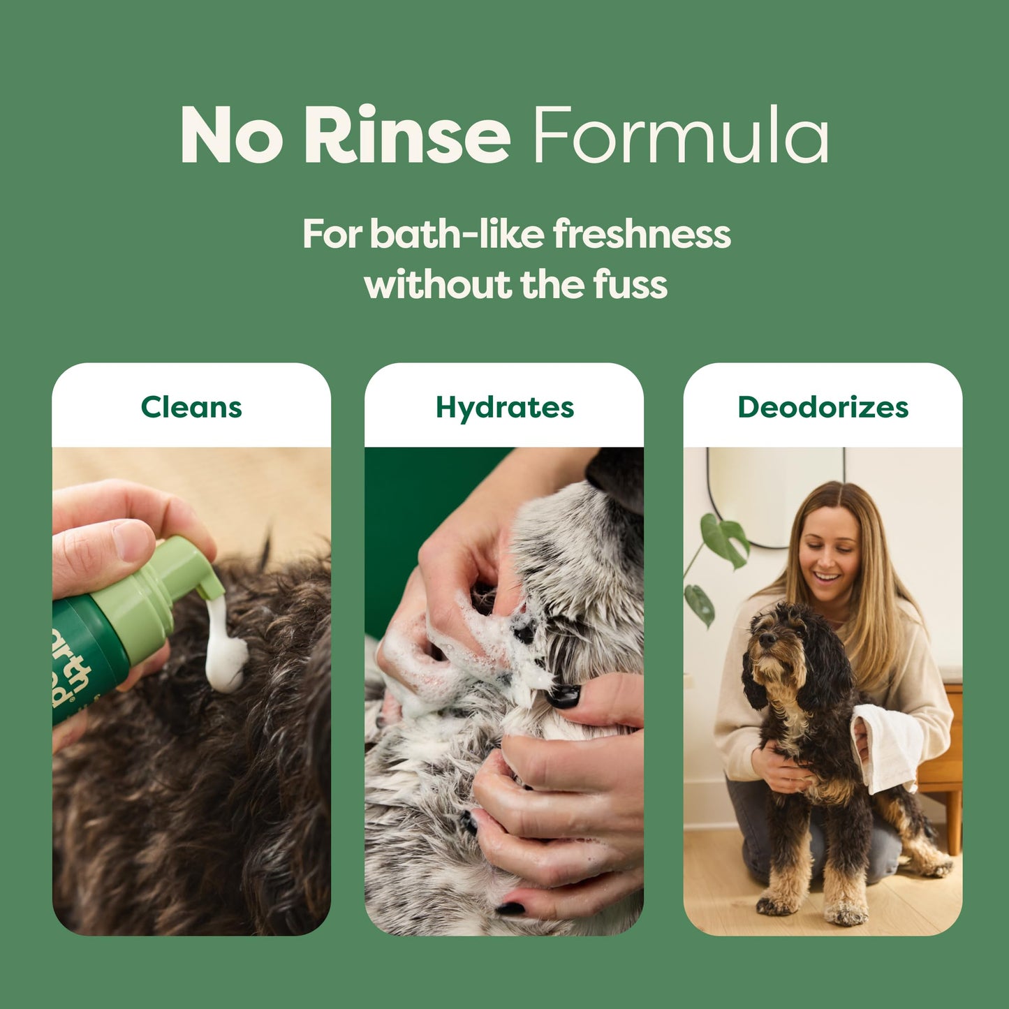 Earth Rated Double Coat Essentials - Shampoo, Grooming Wipes, Refresh Mist & No-Rinse Shampoo