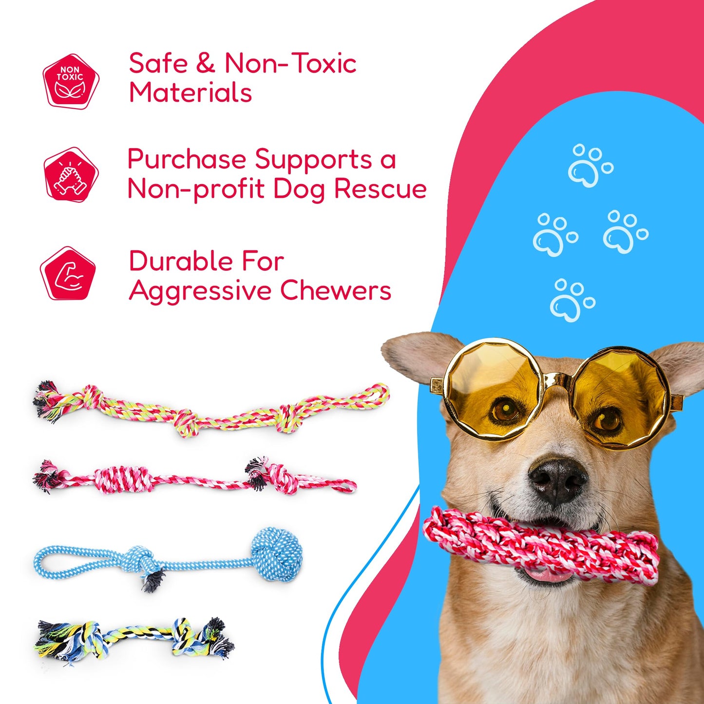 Pacific Pups Products Dog Rope Toys for Medium Dogs 11 Pack (2 Pack)