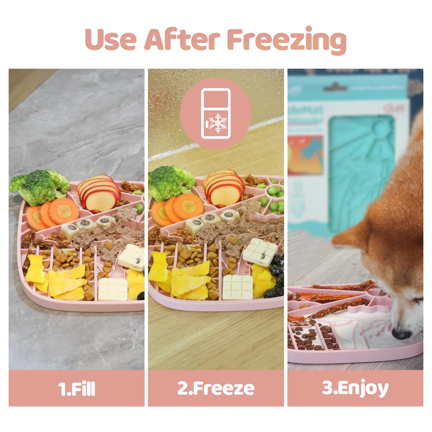Puzzle Feeder Snuffle Mat and Lick Mat for Dogs, California Textured Slow Feeder, 0.75 Inch Thin Silicone Mat Holds 3 Cups, Dishwasher and Microwave Safe, Pink