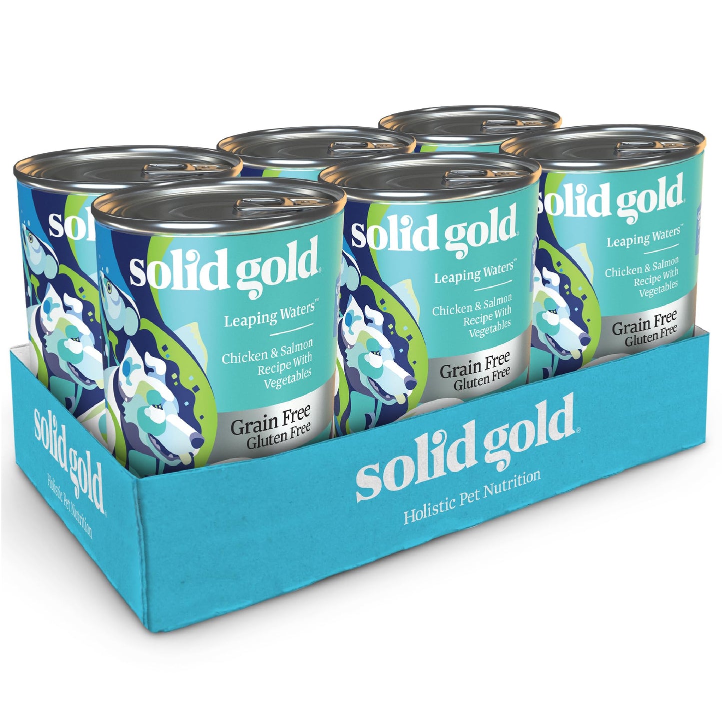 Solid Gold Sensitive Stomach Wet Dog Food for Adult & Senior Dogs - Grain Free Wet Dog Food w/Real Chicken, Salmon, Probiotics & Superfoods for Gut Health & Sensitive Stomach Support -6ct 12.5oz Cans