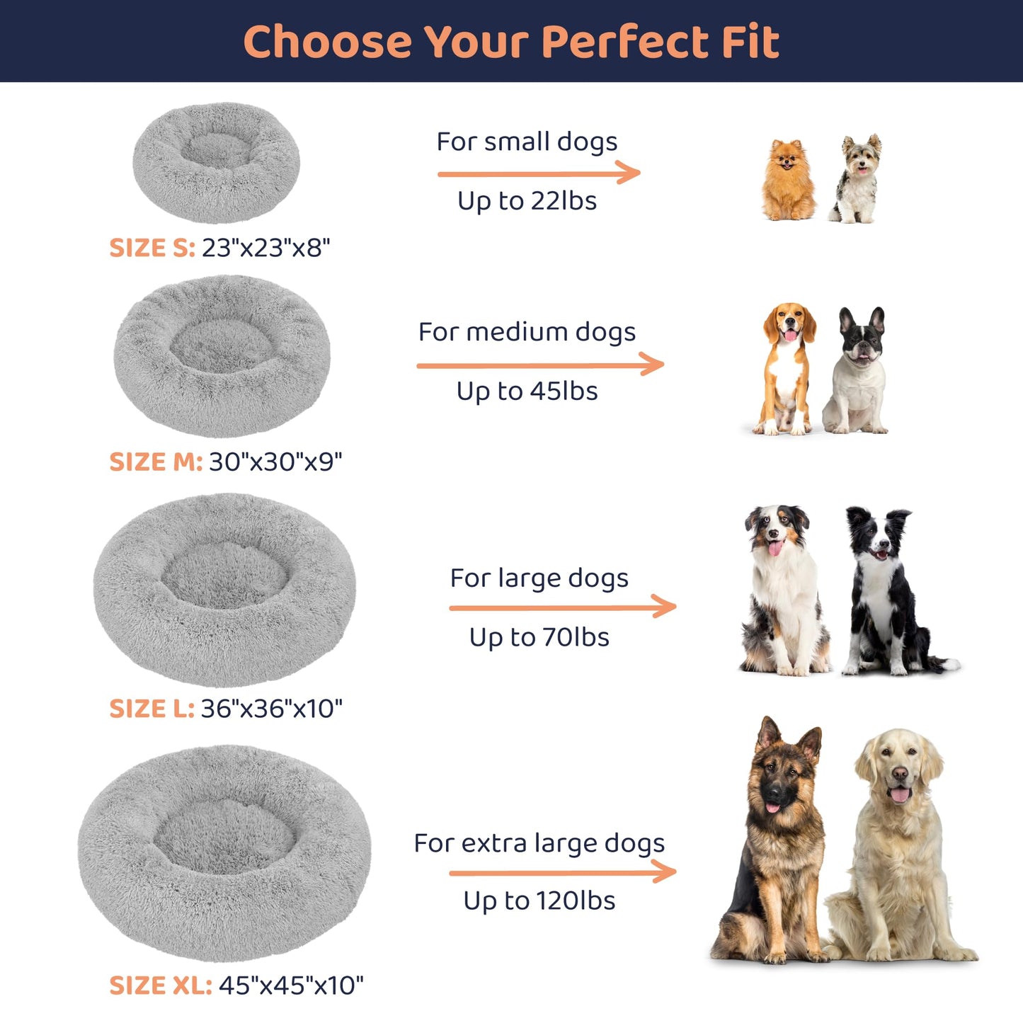 Petloox Donut Dog Bed - Premium Comfort for Anxiety Relief - Fluffy & Calming Design with Ultra-Plush Support | Cozy Round Dog Bed with Super Soft Circle Style