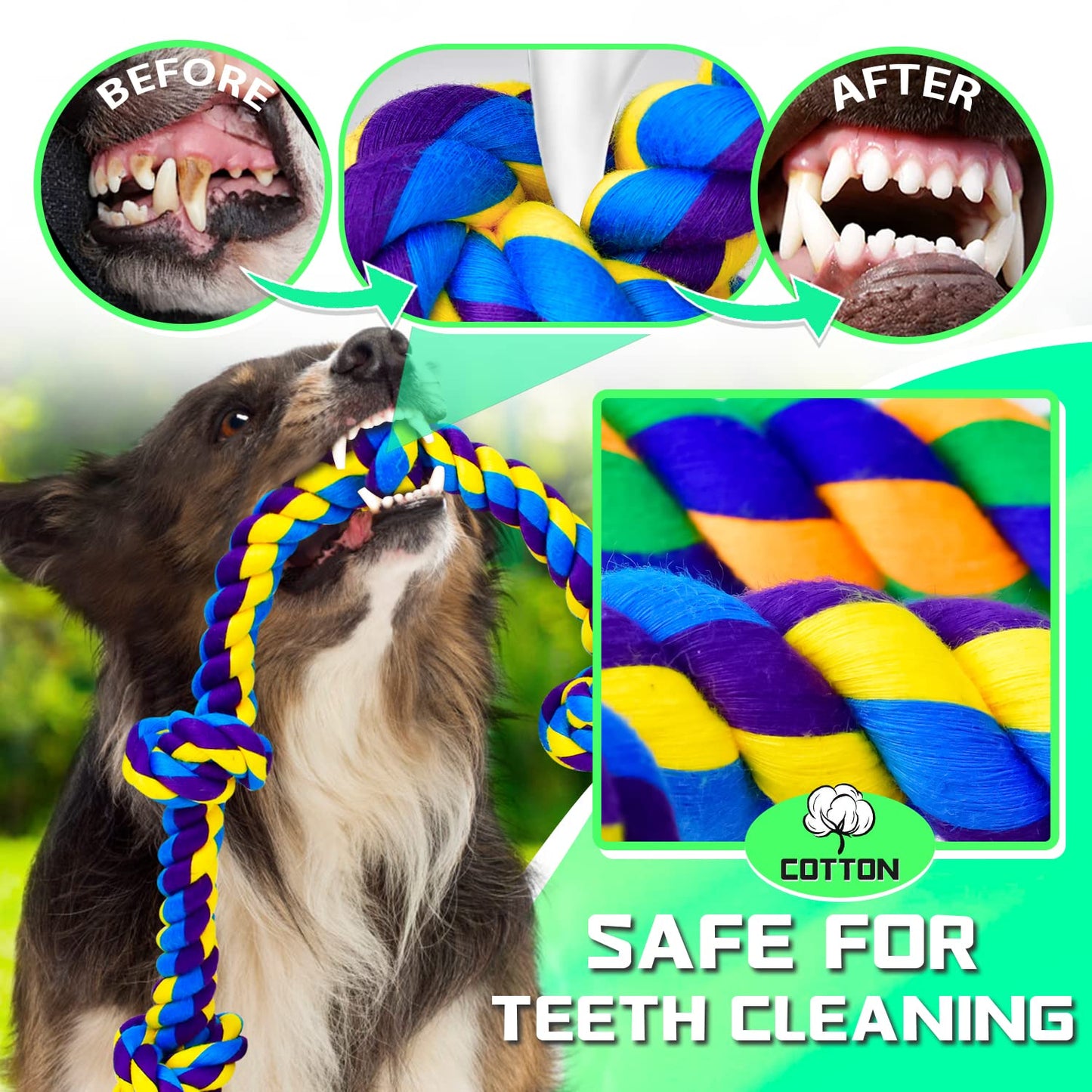 XL Indestructible Dog Toys for Aggressive Chewers Large Breed, Durable Dog Chew Toy, Large Dog Toys for Large Dogs Safe and Long Lasting Puppy Teething Chew Toys, Cotton Dog Rope Toys for Medium Dogs