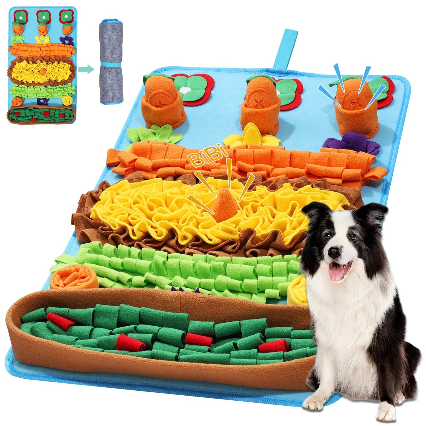 AMIR Dog Snuffle Mat – Slow Feeding & Foraging Puzzle Toy for Dogs, Snuffle Mat for Dogs, Large 32 * 20 Inch Sniffing Mat to Encourage Natural Instincts, Reduce Anxiety & Promote Mental Stimulation
