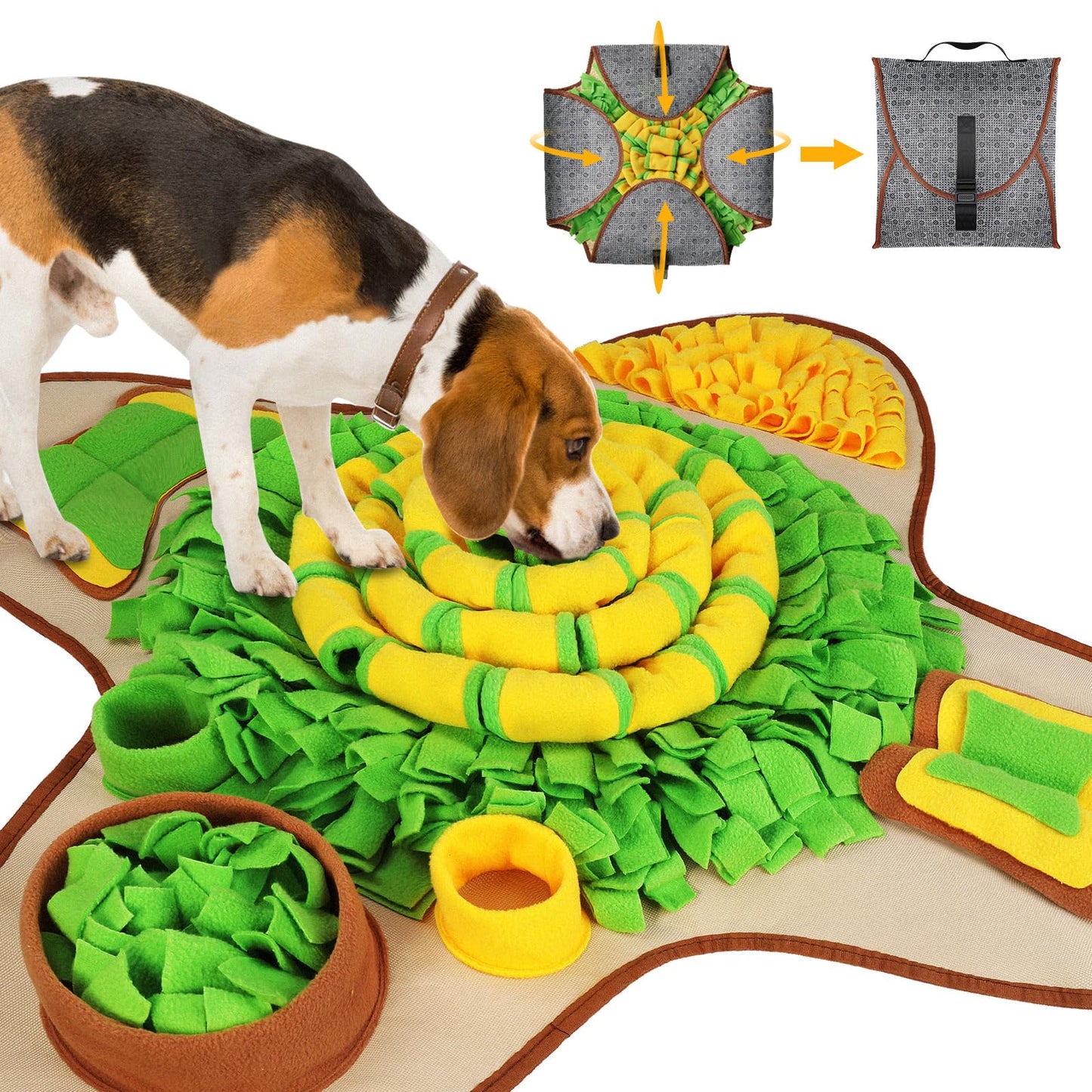 HOPET Snuffle Mat for Dogs Large Breed, 28.3''x28.3'' Interactive Puzzle Dog Food Mat, Easy to Clean, Durable, Mental Stimulation & Slow Feeding Game for All Breeds