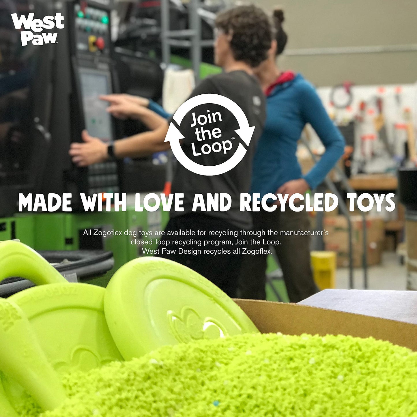 WEST PAW Zogoflex Rumbl Treat-Dispensing Dog Toy – Interactive Slow-Feeder Chew Toy for Dogs – Dog Enrichment Toy – for Moderate Chewers, Fetch, Catch – Holds Kibble, Treats (Jungle Green, Small)