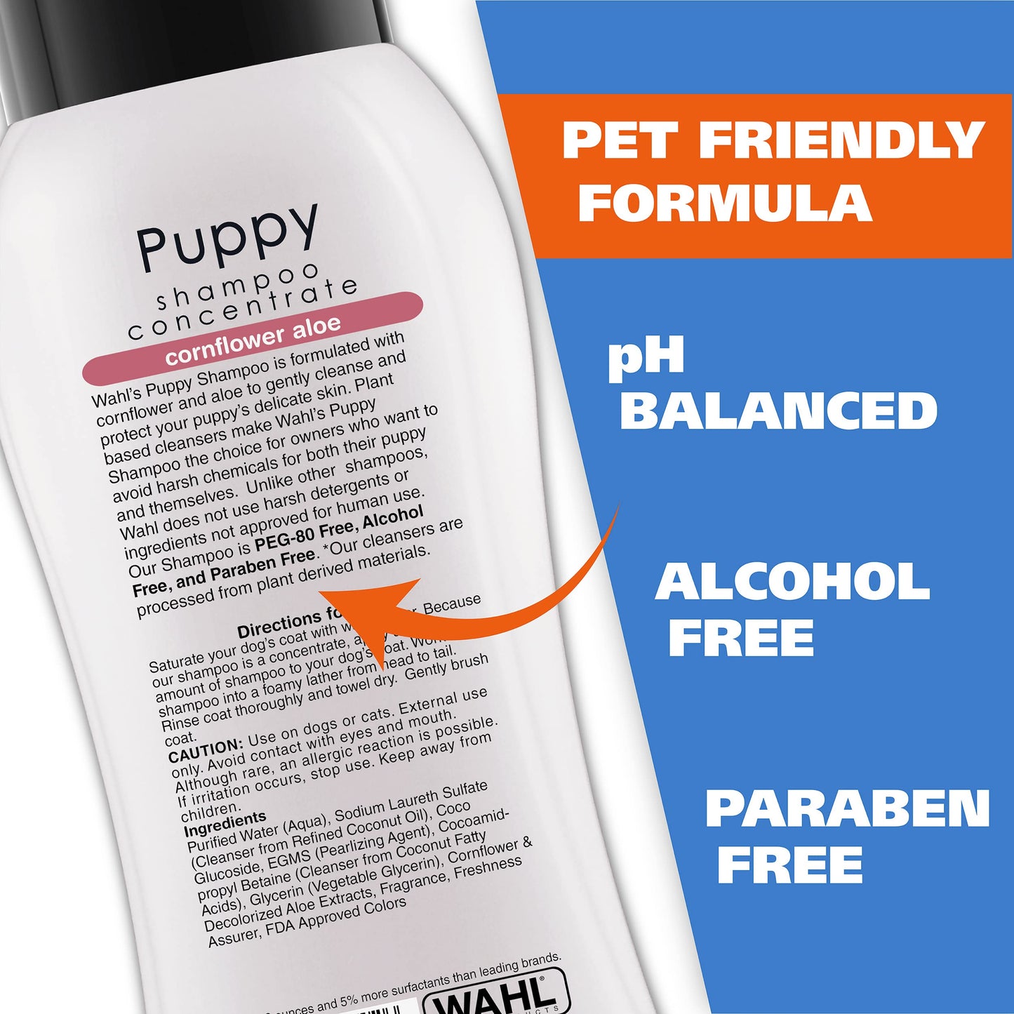 Wahl USA Gentle Puppy Shampoo for Pets – Cornflower Scent for Grooming Dirty Dogs - 24 Oz - Model 820002A