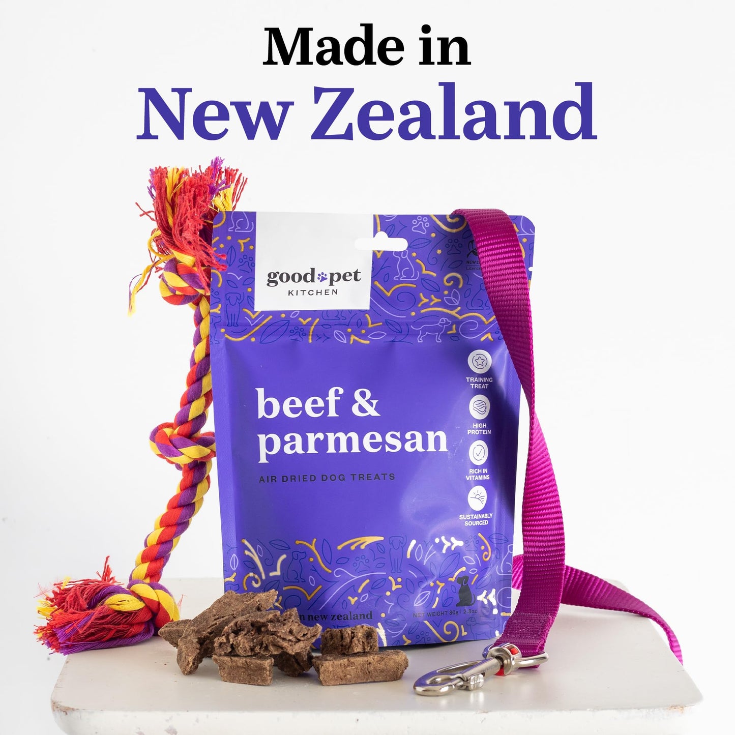 Good Pet Kitchen Pet Treats, Air-Dried, Natural, Limited Ingredient Dog Treat, Free Range, Grain Free Dog Treats, Toppers, Snacks, Beef & Parmesan 2.8 oz