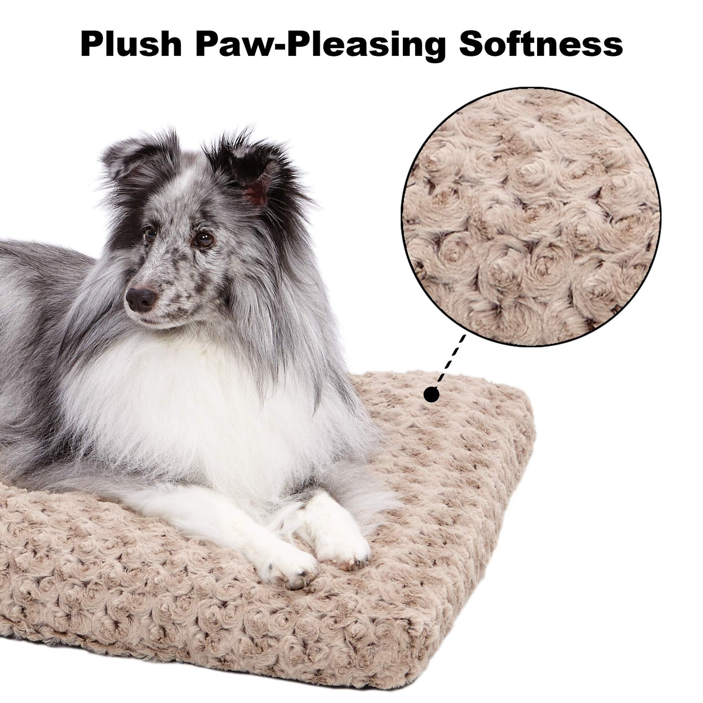 MidWest Homes for Pets Small QuietTime Deluxe Mocha Ombré Swirl Plush Pet Bed, Machine Washable, Non-Skid Bottom, Soft Crate Mat for 24-inch Crates