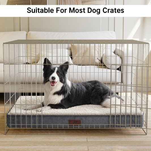 Figopage Dog Beds Large Sized Dog Bed for Crate Large Dogs Bed Orthopedic Washable Pet Beds Waterproof Dogs Crate Pad Mat with Removable Cover Anti-Slip Bottom, 41 x 27 Inch
