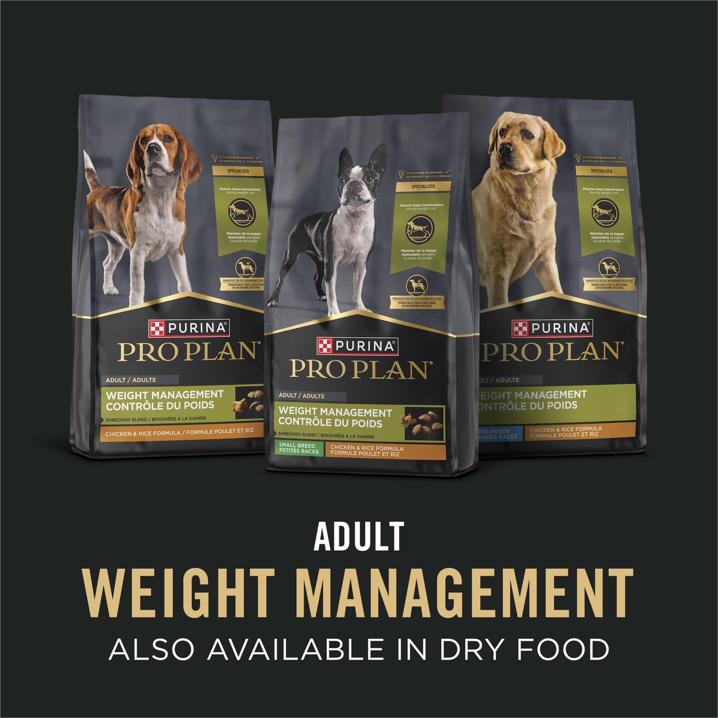 Purina Pro Plan Specialized Weight Management Wet Dog Food Chicken and Rice Entree and Turkey and Rice Entree in Gravy Variety Pack - (Pack of 12) 13 oz. Cans