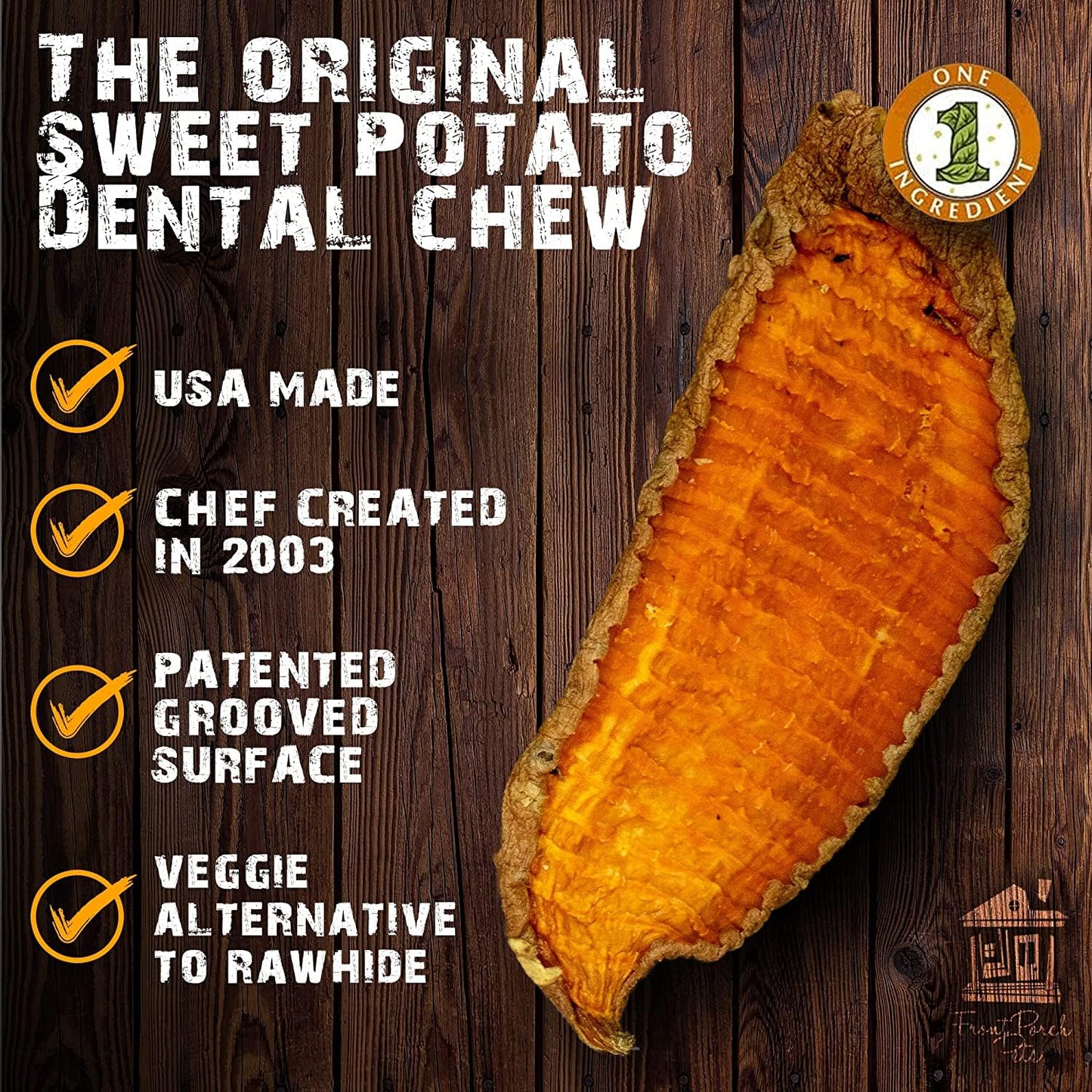 Sams Yams Sweet Potato Dog Treats, Healthy Dog Treats for Large Dogs - Sweet Potato Dog Treats Made in USA, High Fiber, Vegan Dental Chews - Big Boyz, Sweet Potato Dog Chewz, 15oz (Pack of 3)