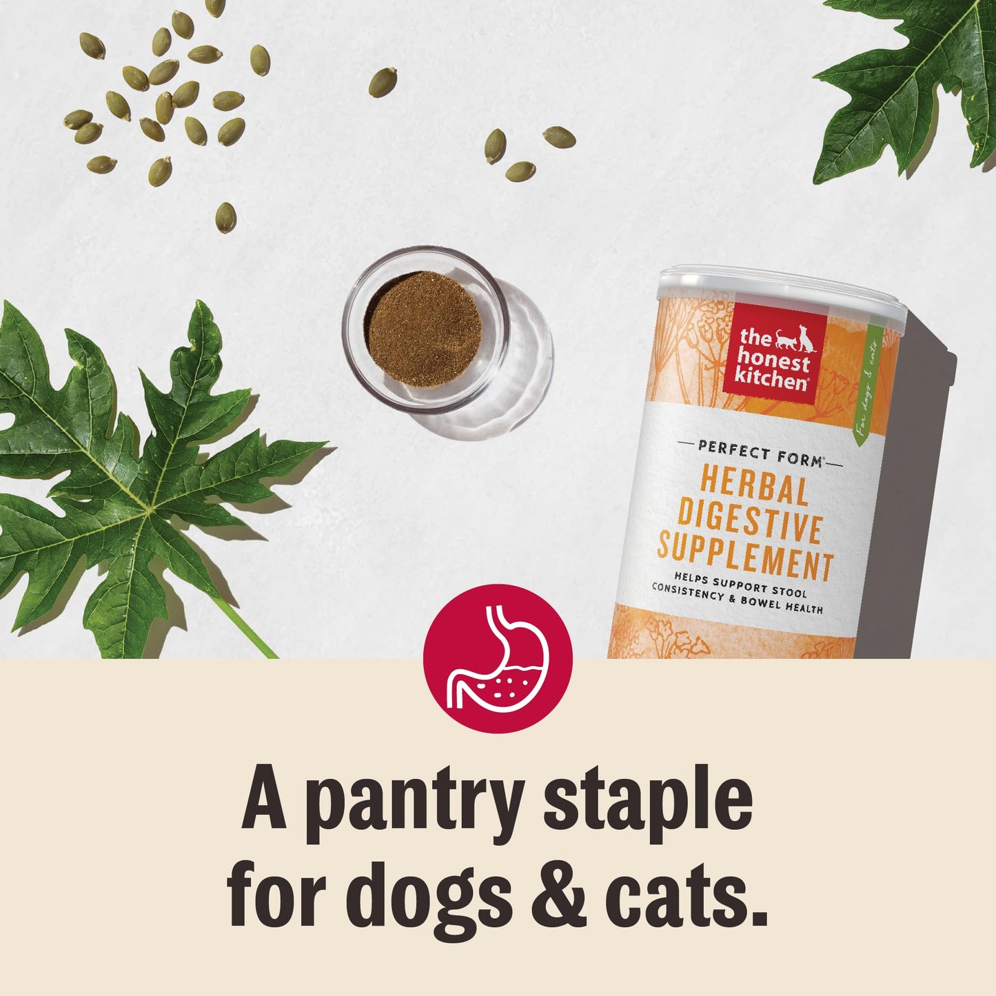 The Honest Kitchen Human Grade Perfect Form Herbal Digestive Supplement for Dogs & Cats, 3.2 Ounces