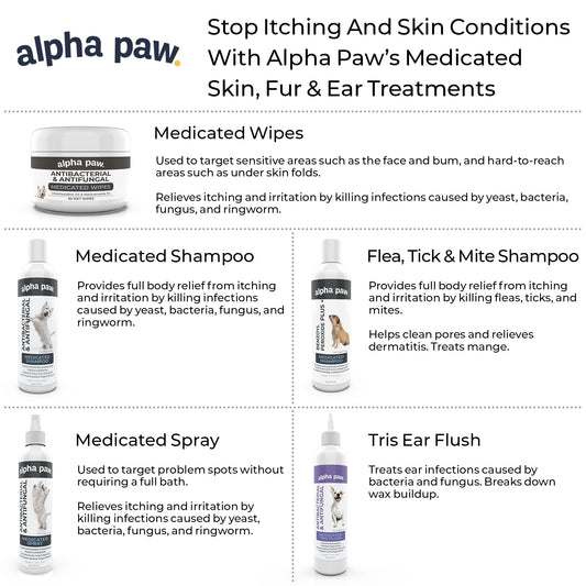 Smiling Paws Pets - Itch Relief Shampoo & Brush for Pets - Contains Benzoyl Peroxide - Kills Fleas - Relieves Allergies, Itching, Dermatitis, Mange, Dandruff, Acne, Demodex, Seborrhea, Pyoderma - 12oz