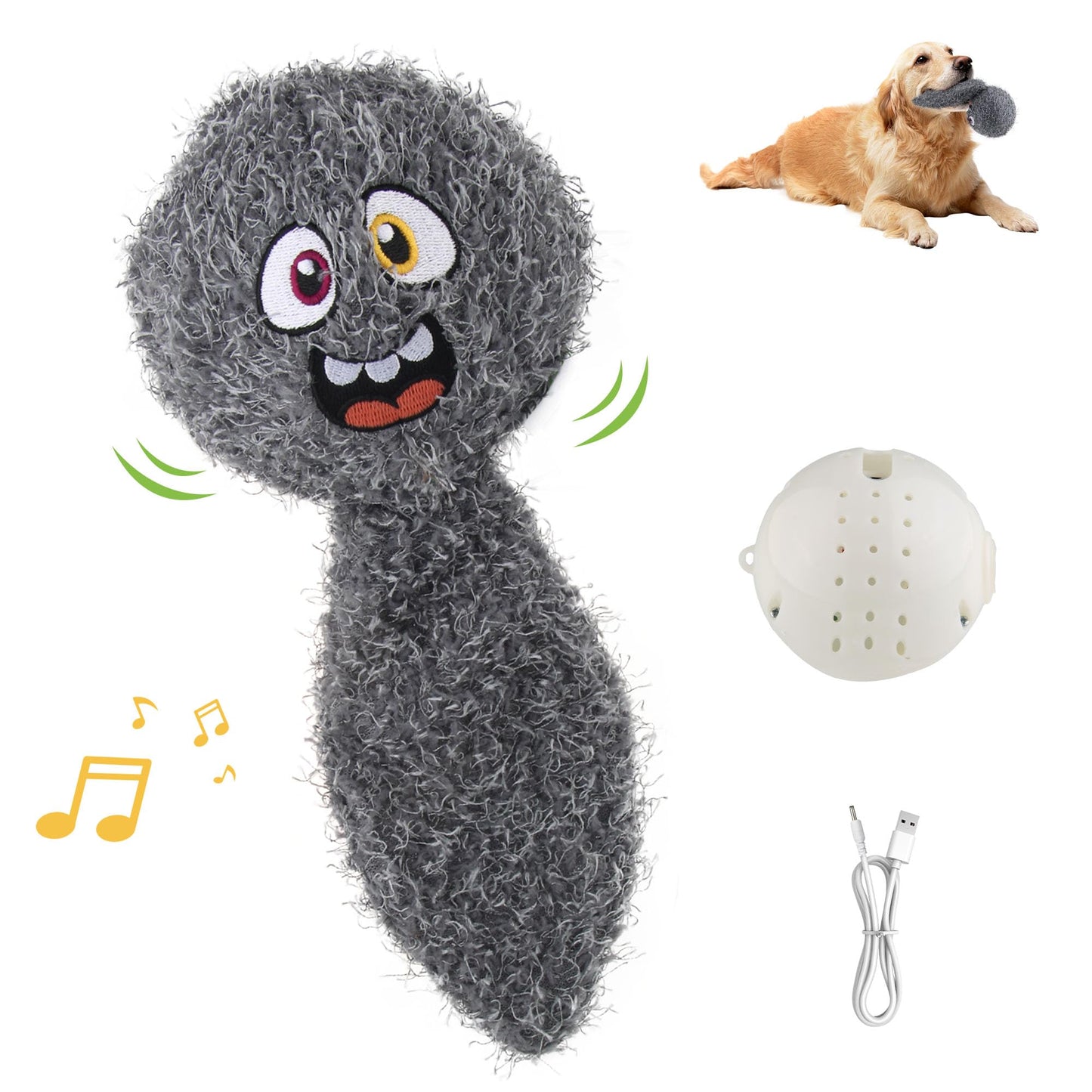 PETGEEK Interactive Dog Ball Toy, Automatic Dog Toys with Music and Recording, Rechargeable Vibrating Dogs Ball for Small/Medium/Large Sizes, Enrichment Toy for Doggy to Keep Them Busy (Brown)