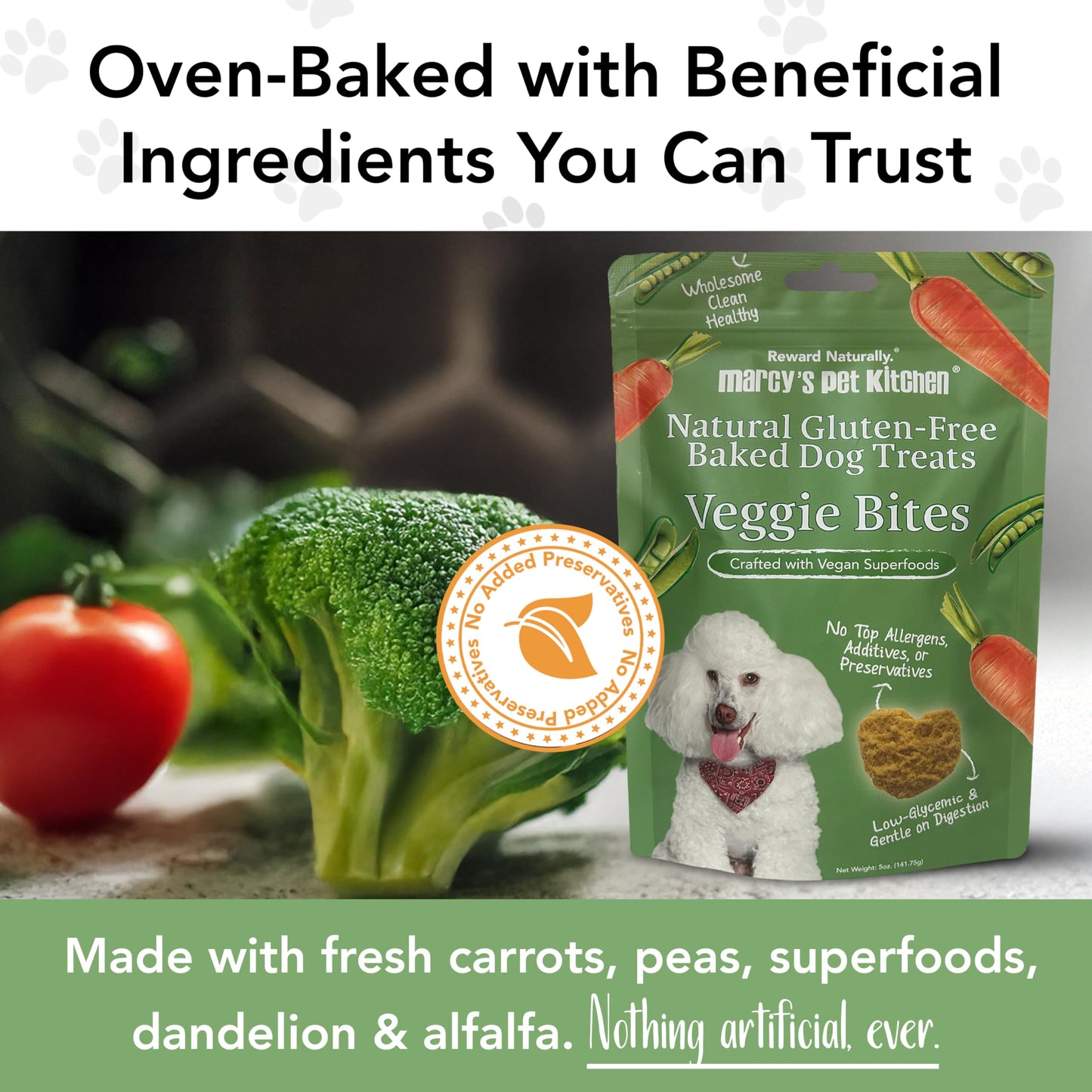 Marcy's Pet Kitchen-Diabetic Dog Treats-Vet Recommend-No Preservatives - Crunchy, Superfoods, All Natural-Vegan Homemade,-Gluten Free-for Sensitive Stomachs-Made in The USA Only.