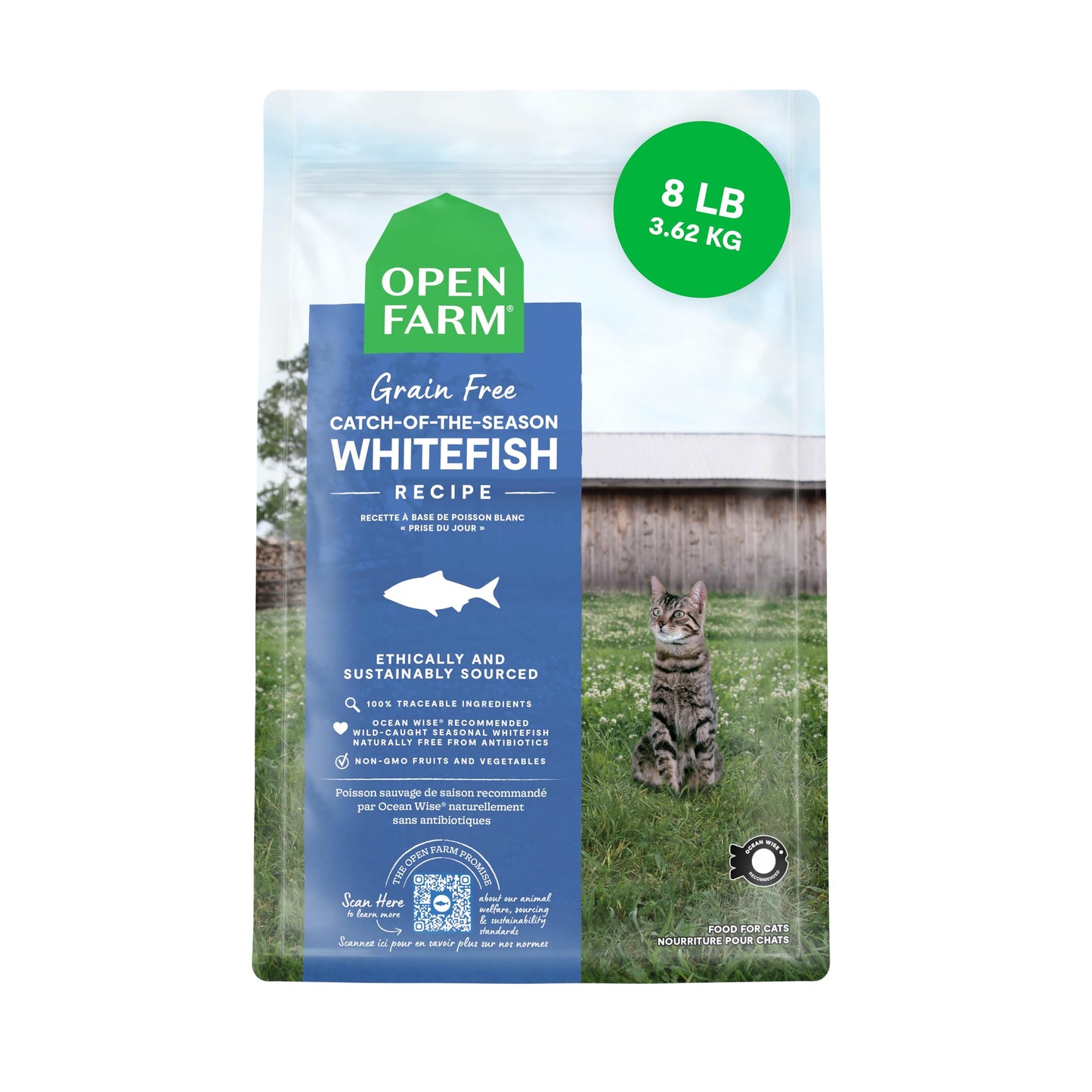 Open Farm Catch-of-The-Season Whitefish Grain-Free Dry Cat Food, Wild-Caught Fish Recipe with Non-GMO Superfoods and No Artificial Flavors or Preservatives, 8 lbs