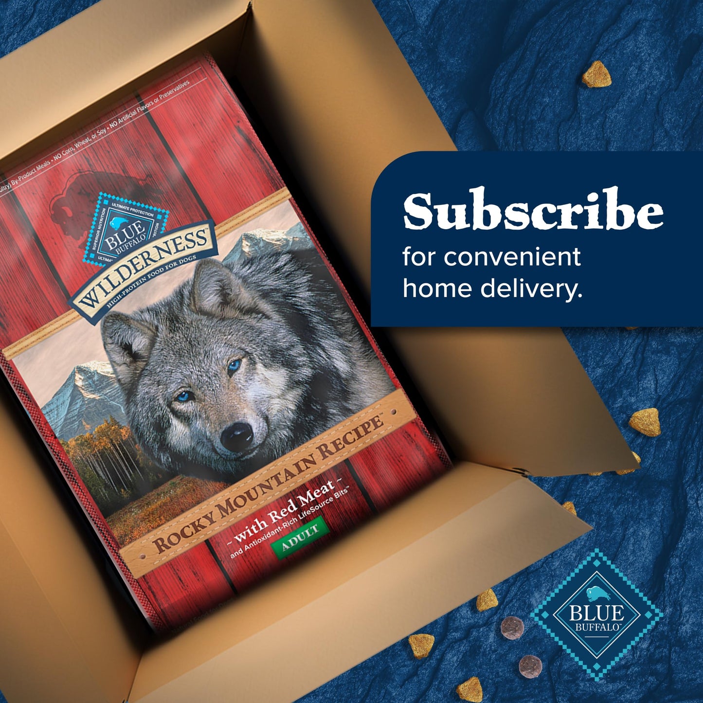 Blue Buffalo Wilderness Rocky Mountain High-Protein Adult Dry Dog Food Wholesome Grains Red Meat, 24lb. Bag