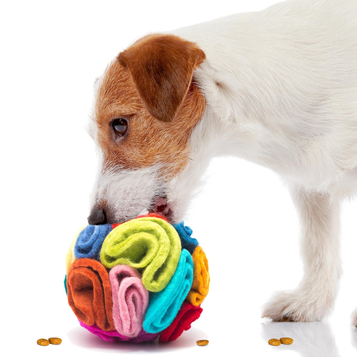 Glaciart One Snuffle Ball for Dogs - 5"x5" Treat Dispensing Puzzle Toy for Small & Medium Breeds - Mental Stimulation, Slow Feeding, and Interactive Play - Durable, Natural Wool, Machine Washable