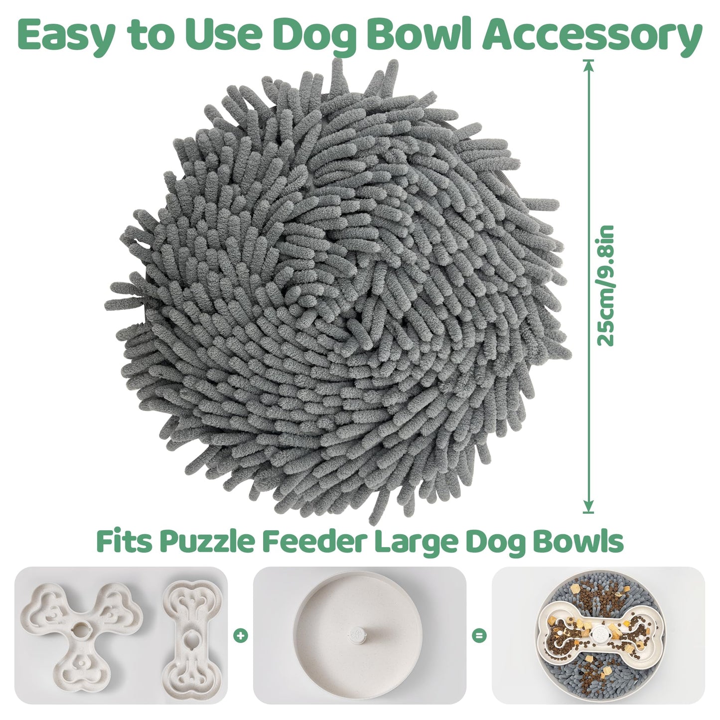 Puzzle Feeder Slow Feeder Dog Bowl Insert & Snuffle Mat 2-in-1, Machine Washable Food Puzzle for Large Dogs, Soft Feeder Insert to Slow Eating