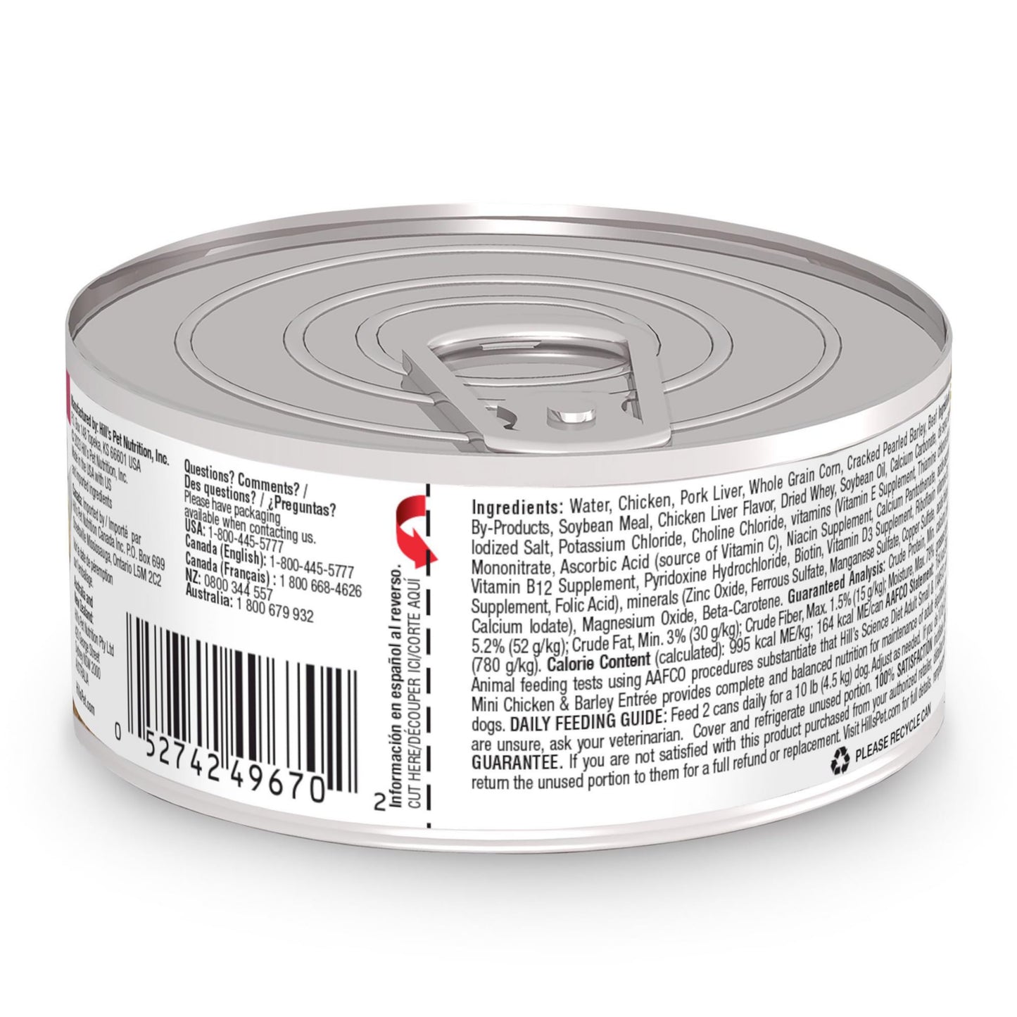 Hill's Science Diet Small & Mini, Adult 1-6, Small & Mini Breeds Premium Nutrition, Wet Dog Food, Chicken & Barley Loaf, 5.8 oz Can, Case of 24