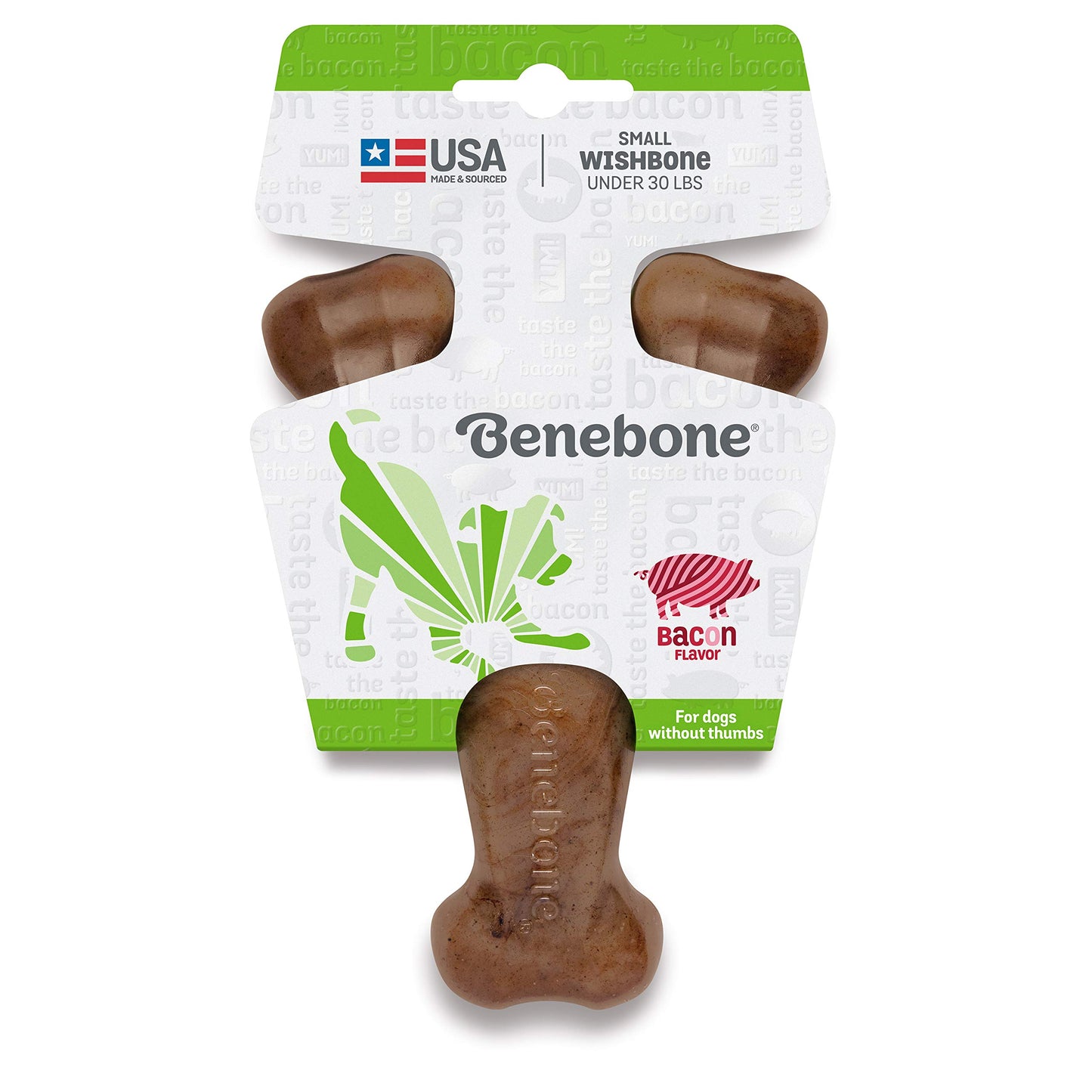 Petstages Dogwood Wood Alternative Dog Chew Toy + Benebone Wishbone Durable Bacon Flavored Dog Chew Toy