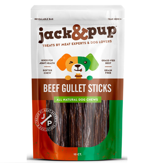 Jack&Pup 6-inch Gullet Sticks for Dogs – Odor Free Joint Health Support Dog Chews - Naturally Rich in Glucosamine and Chondroitin (10 Pack)