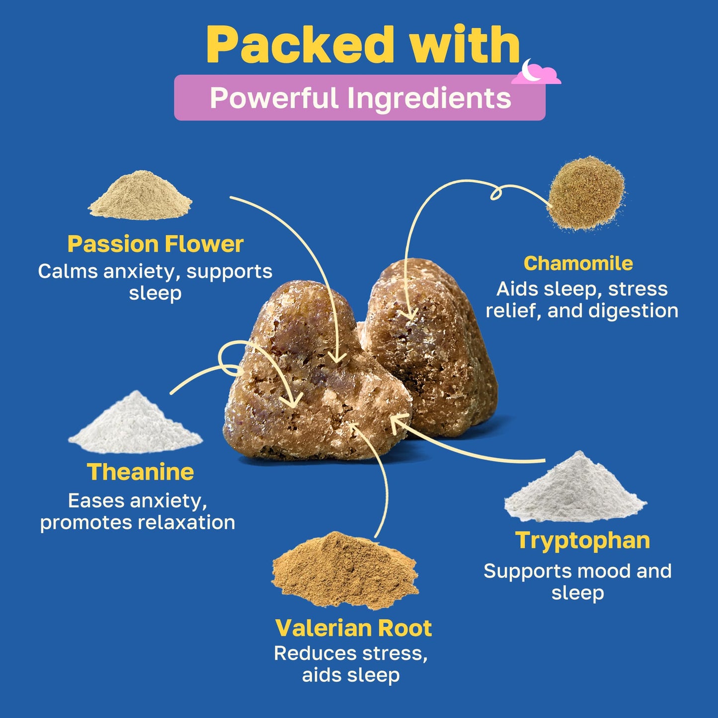 Happy Paws Calming Chews for Dogs, Soft Chews with Chamomile, Passion Flower, Valerian Root, Tryptophan & Theanine, Supports Relaxation, Balanced Behavior & Sleep, Vegan Peanut Butter Flavor 100 Count