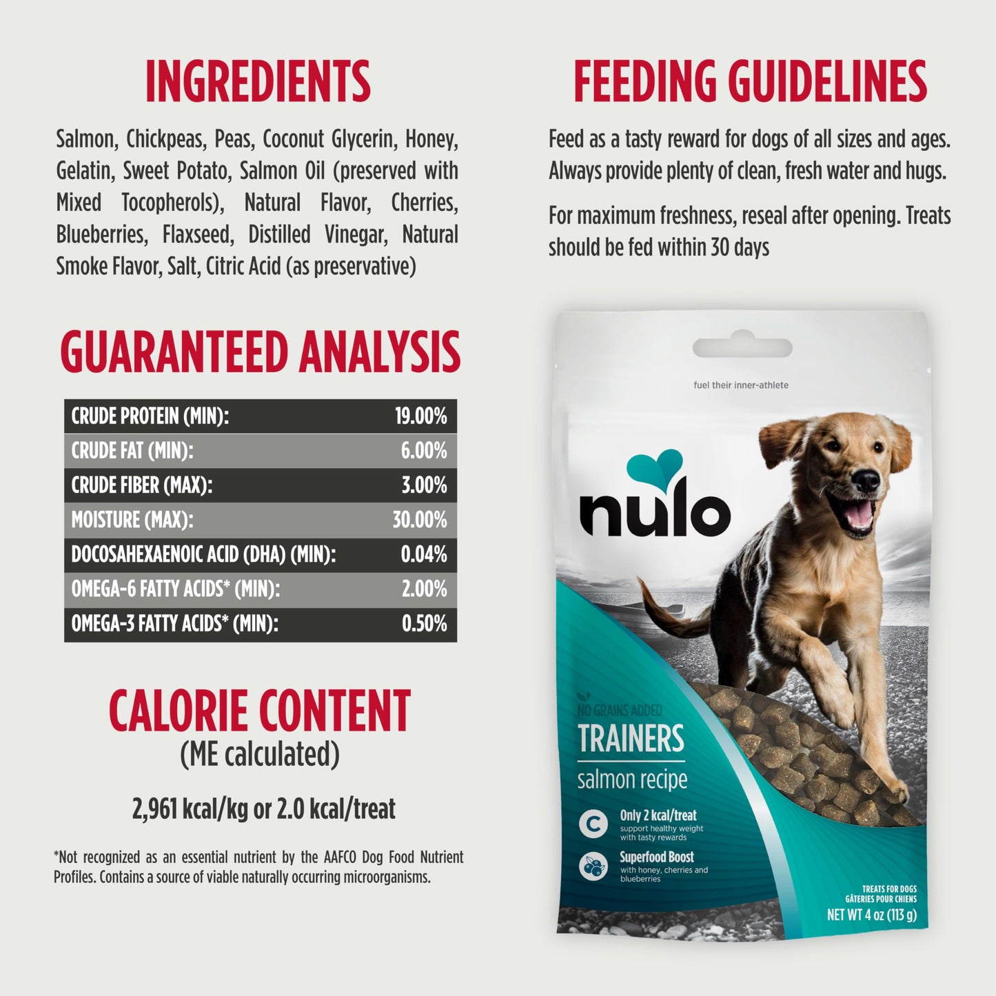 Nulo Trainers Variety Flavors Grain-Free Low-Calorie Healthy Dog & Puppy Training Treats, 4 Ounce Pouch, Pack of 3