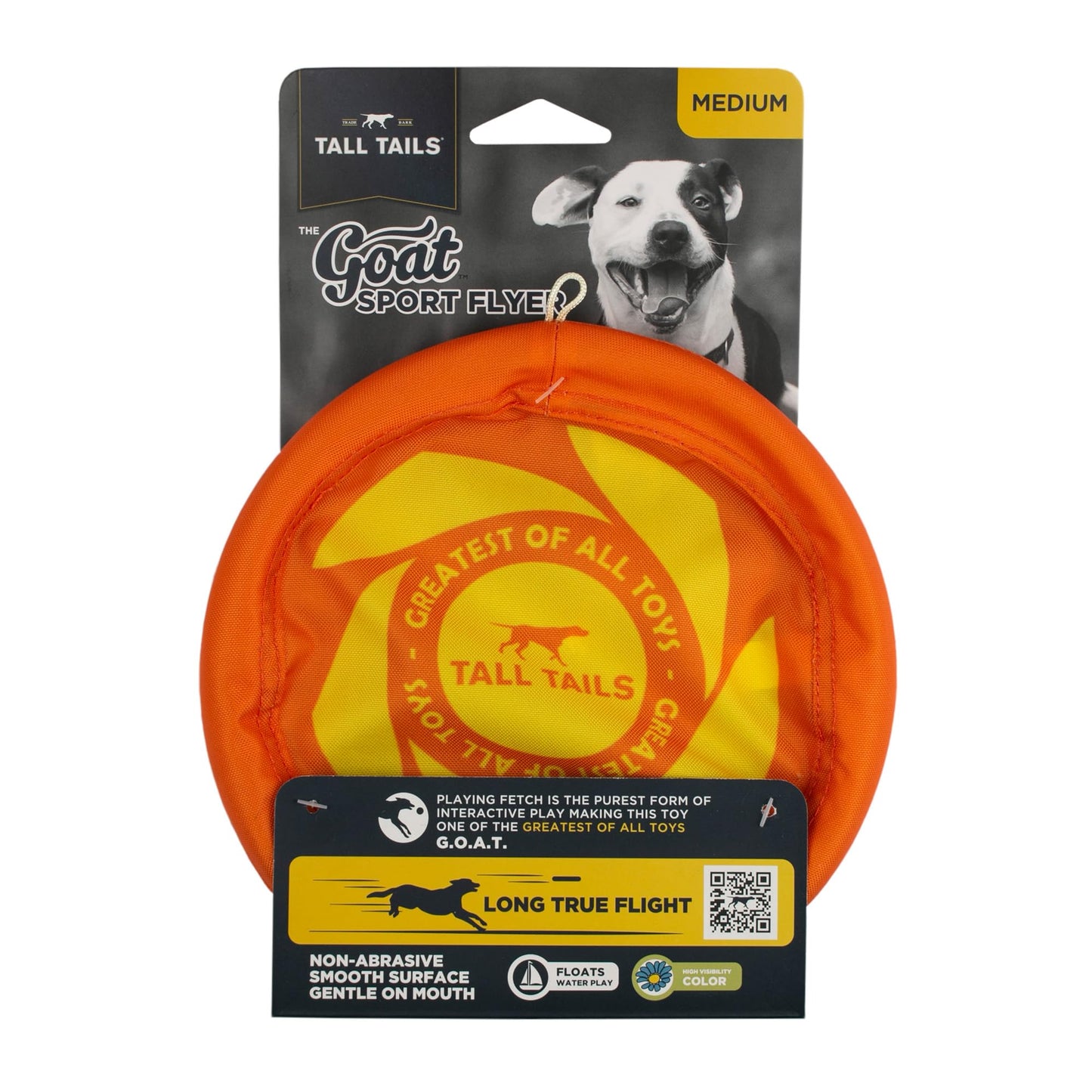 Tall Tails G.O.A.T. Greatest of All Toys Sport Flyer Fetch Toy for Dogs, Medium