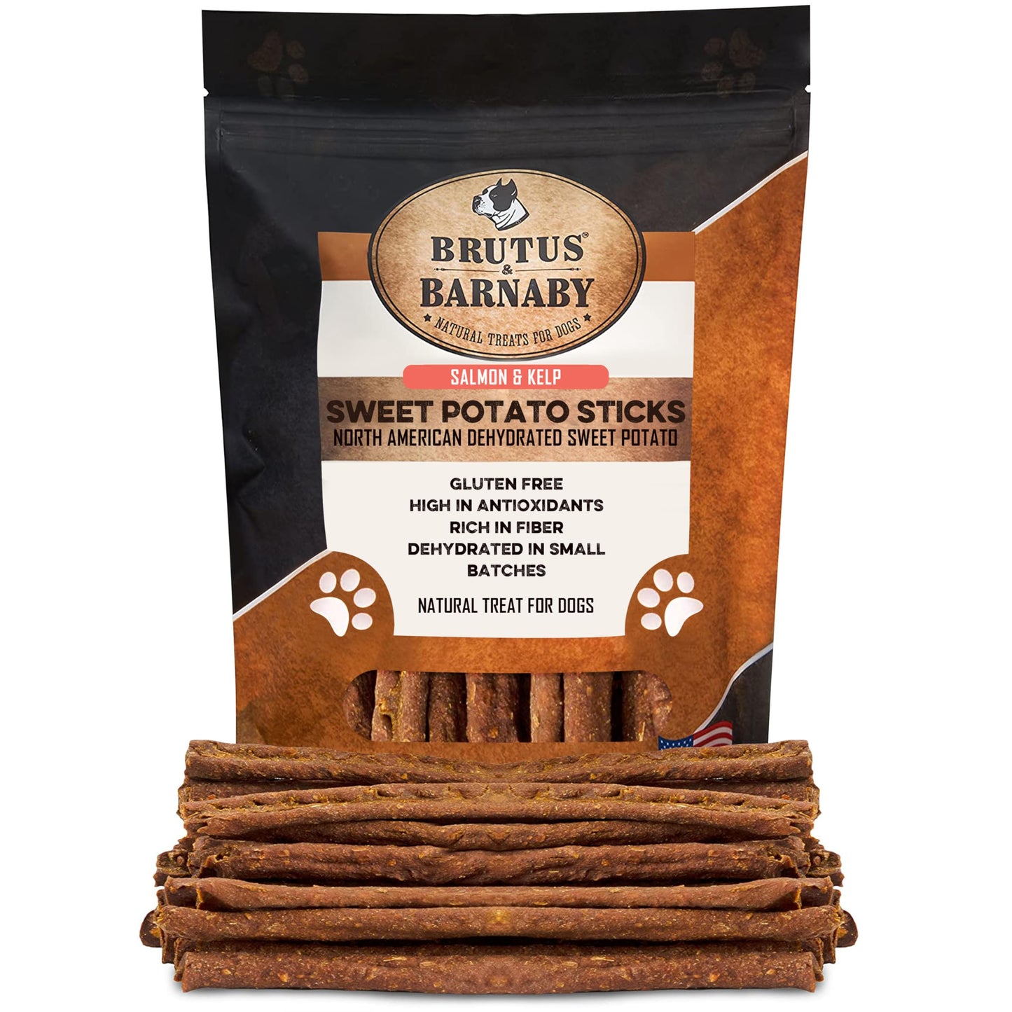 Sweet Potato Dog Treats - Grain Free, Salmon & Kelp Crunchy Sticks - Great Tasting, Promotes Positive Dog Gut Health with Natural Anti-Diarrhea Properties, No Preservatives Added (2lb Bag)