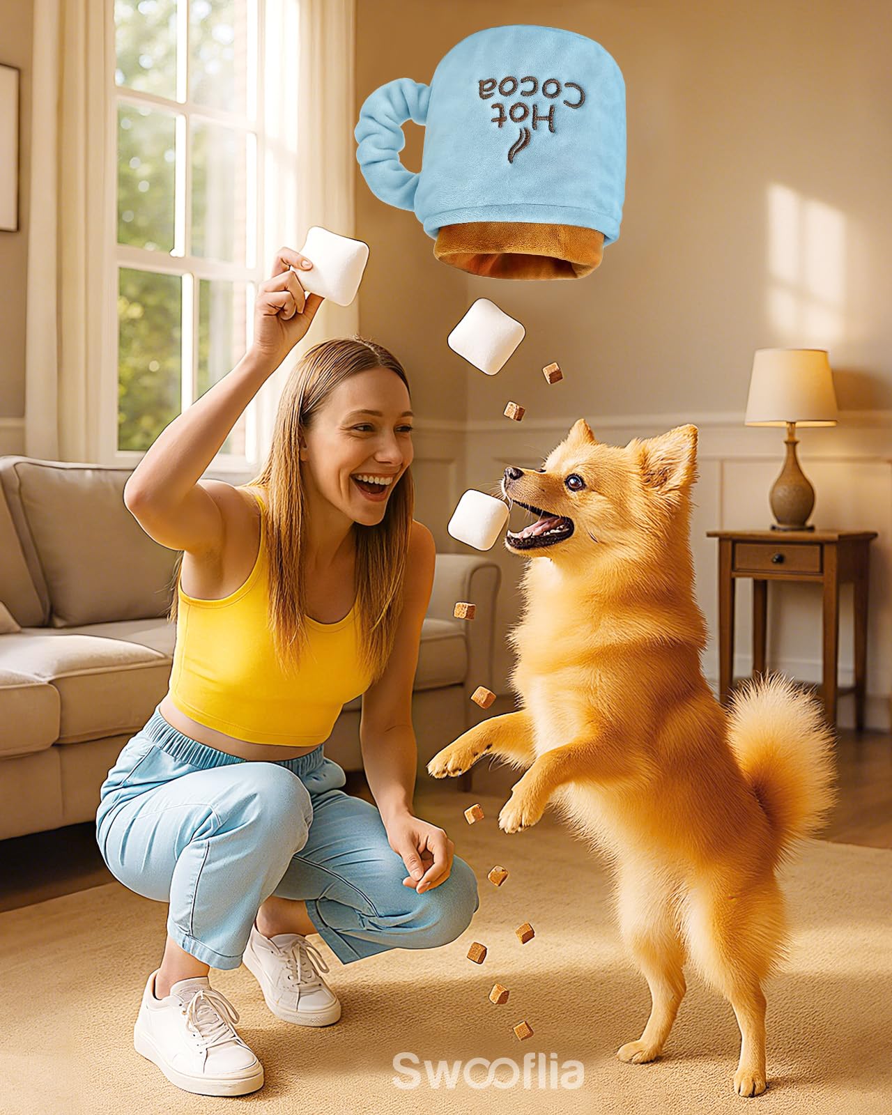 Swooflia Crinkle Dog Toy - Enrichment Squeaky Plush Toys to Keep Them Busy,Treat Boredom for Small Dogs Funny Interactive Stimulating Puppy Toy for Hide and Seek