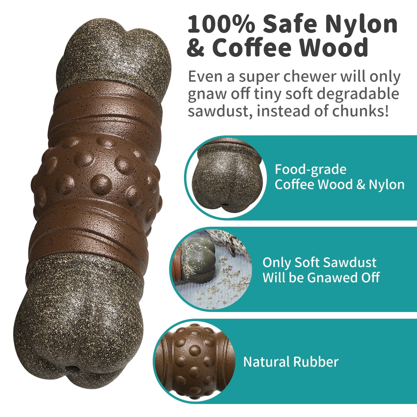 JoyBruko Dog Toys for Aggressive Chewers, Indestructible Squeaky Chew Toy to Keep Them Busy, Tough Nylon & Rubber Pitbull Bones for Training and Teeth Cleaning, Reduce Boredom for Medium Large Breed