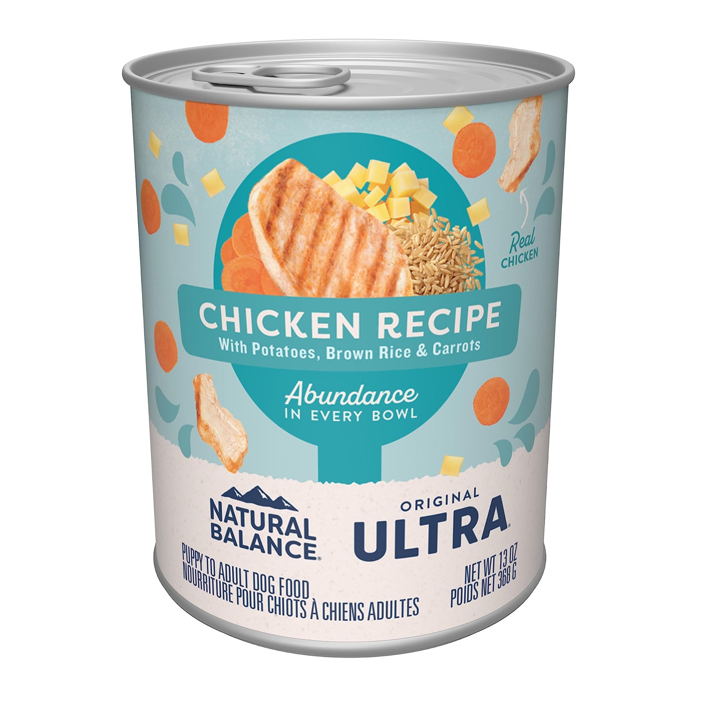 Natural Balance Original Ultra Adult Wet Dog Food, Chicken Formula with Brown Rice, Carrots & Potatoes, 13 Ounce Can (Pack of 12)