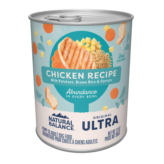 Natural Balance Original Ultra Adult Wet Dog Food, Chicken Formula with Brown Rice, Carrots & Potatoes, 13 Ounce Can (Pack of 12)