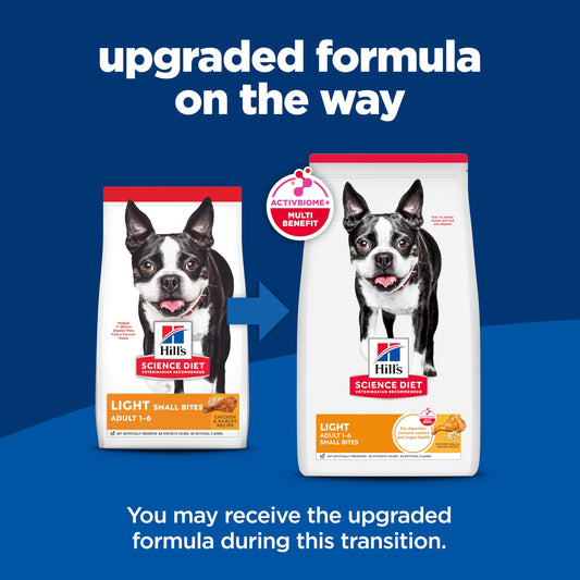 Hill's Science Diet Light , Adult 1-6, Weight Management Support, Small Kibble, Dry Dog Food, Chicken & Barley, 5 lb Bag