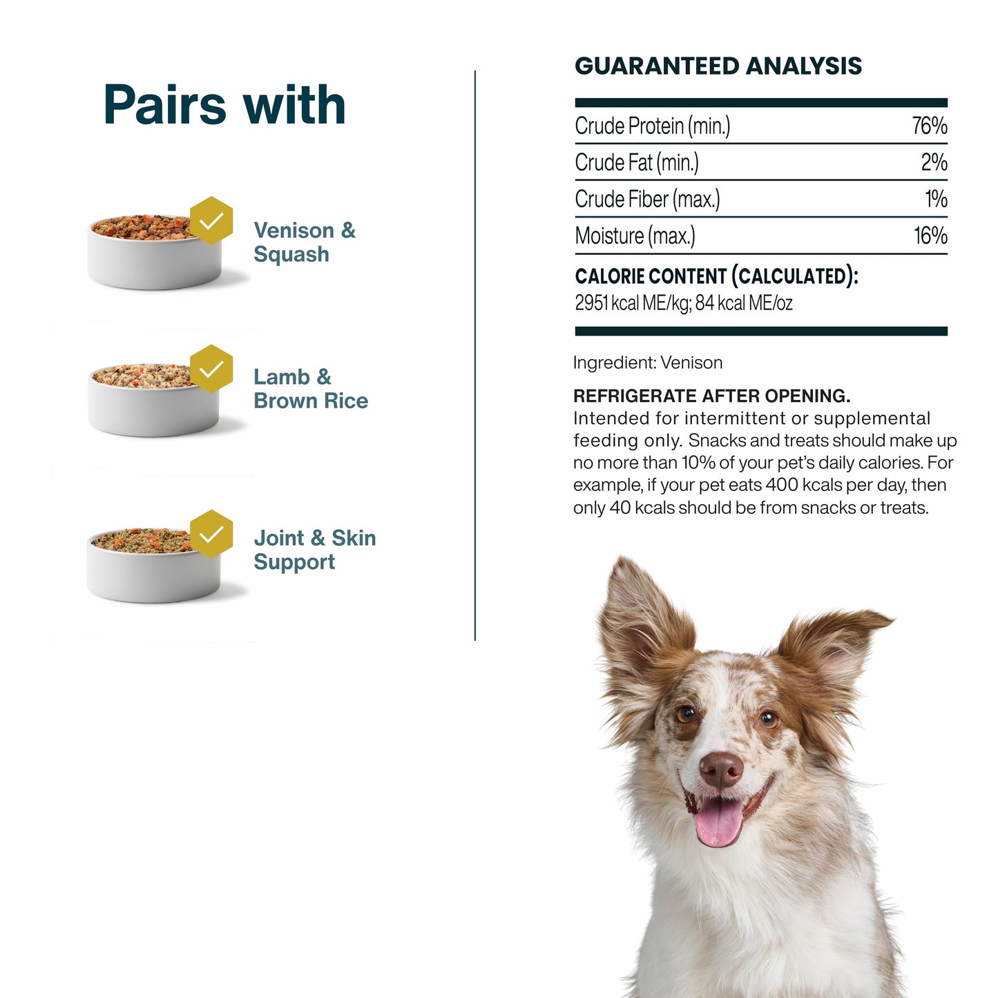 JustFoodForDogs Venison Dog Treats, Single-Ingredient Healthy Dog Treats, Made in The USA, 5 oz