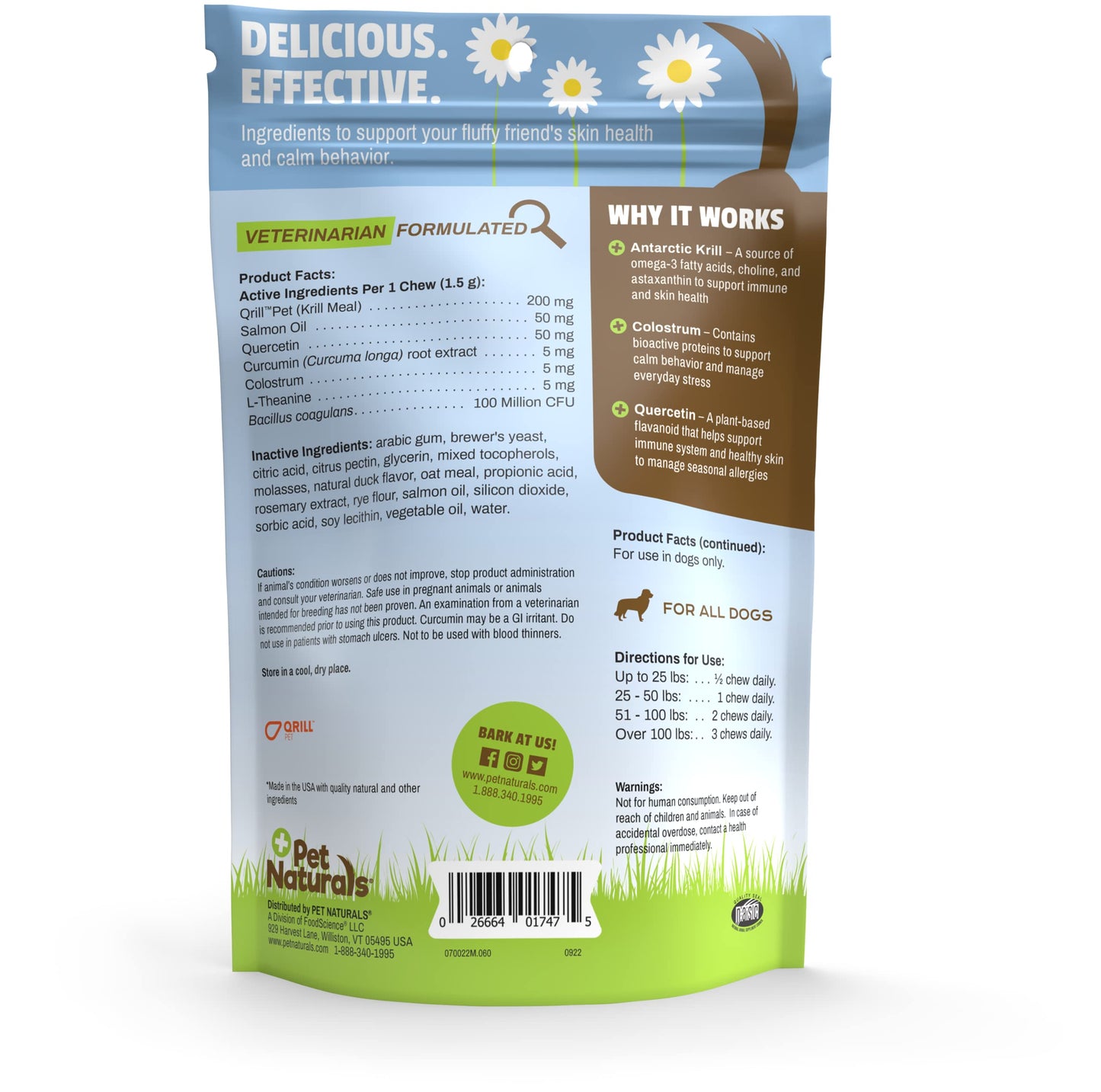Pet Naturals Allergy Plus Calming Supplement for Dogs, Soft Chew, Duck Flavor, 60 Ct.