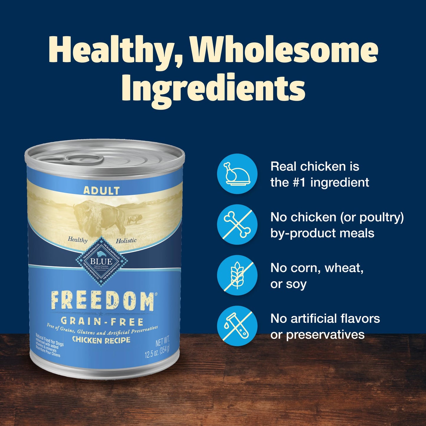 Blue Buffalo Freedom Grain-Free Wet Dog Food, Free of Glutens & Artificial Preservatives, Made with Natural Ingredients, Chicken Recipe, 12.5-oz. Cans (12 Count)