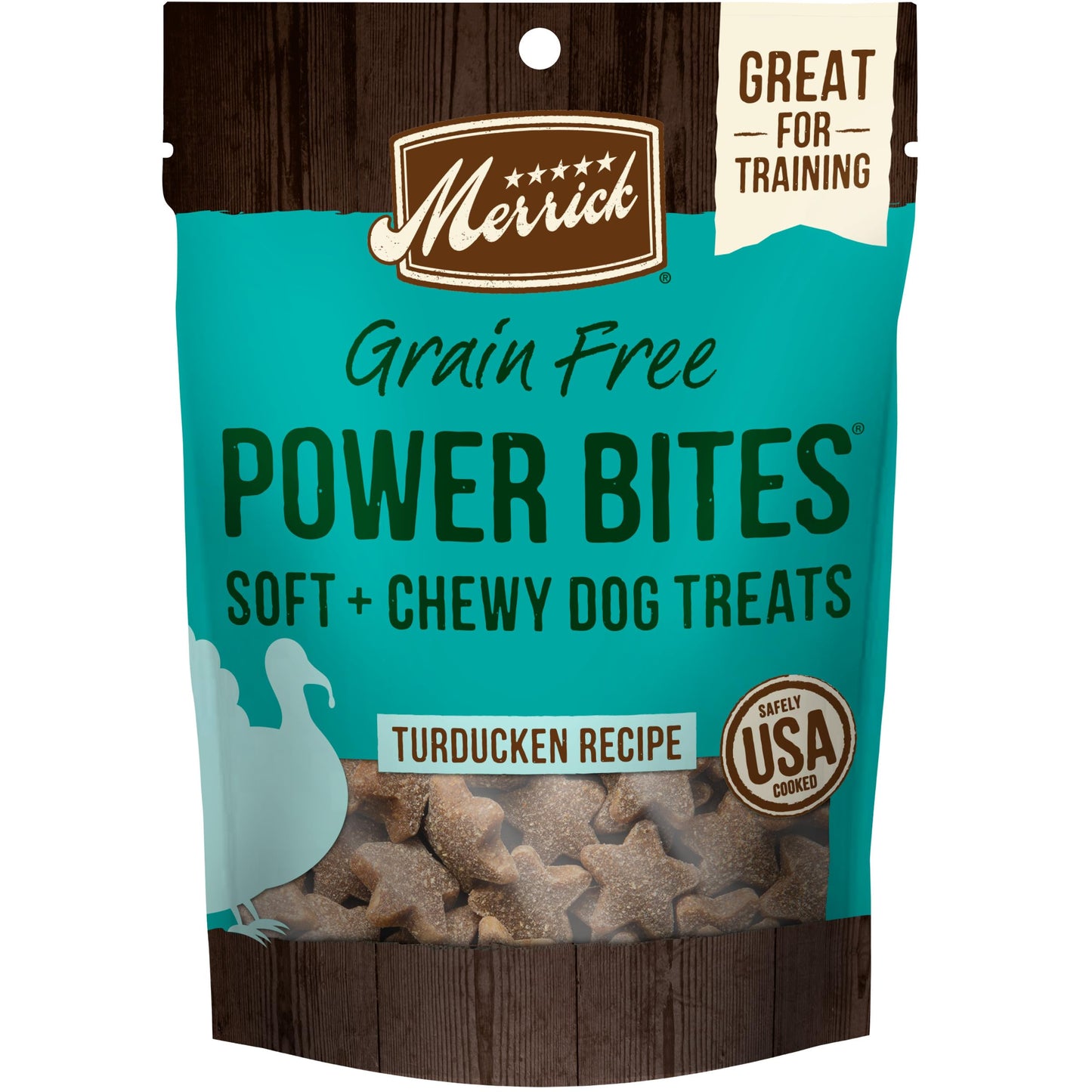 Merrick Power Bites Natural Soft And Chewy Real Meat Dog Treats, Grain Free Snack, Real Turducken Recipe - 6 oz. Bag