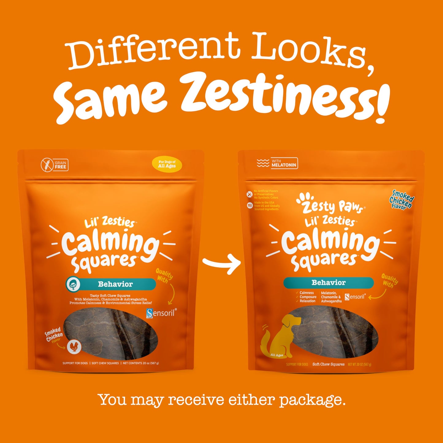 Zesty Paws Flavored Soft Chews - Calming for Dogs Anxiety Composure Relief with Ashwagandha Melatonin Chamomile Passionflower Dog Stress Separation Aid for Fireworks and Thunder 20 oz