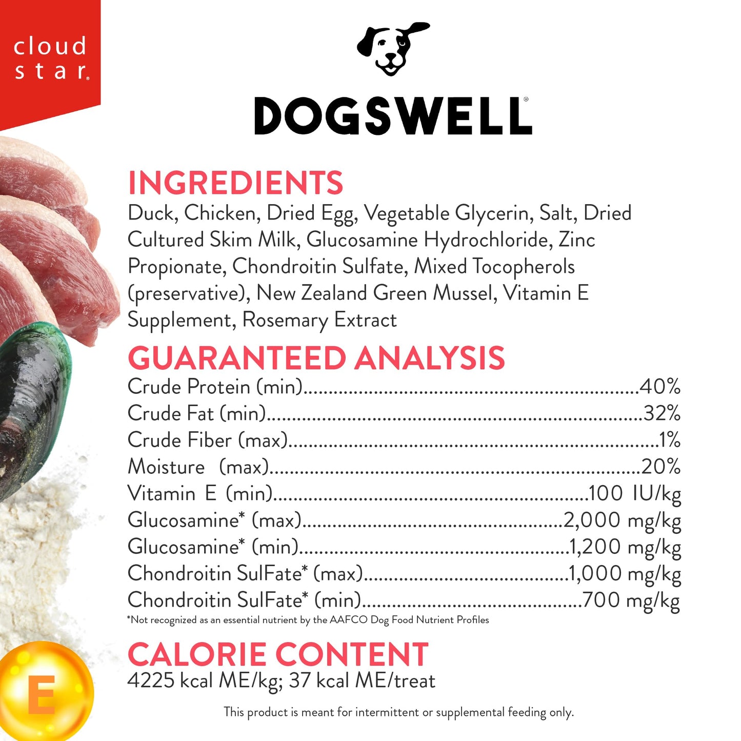 DOGSWELL Hip & Joint Dog Treats 100% Meaty, Grain Free, Glucosamine Chondroitin & Omega 3, Duck Soft Strips 10 oz