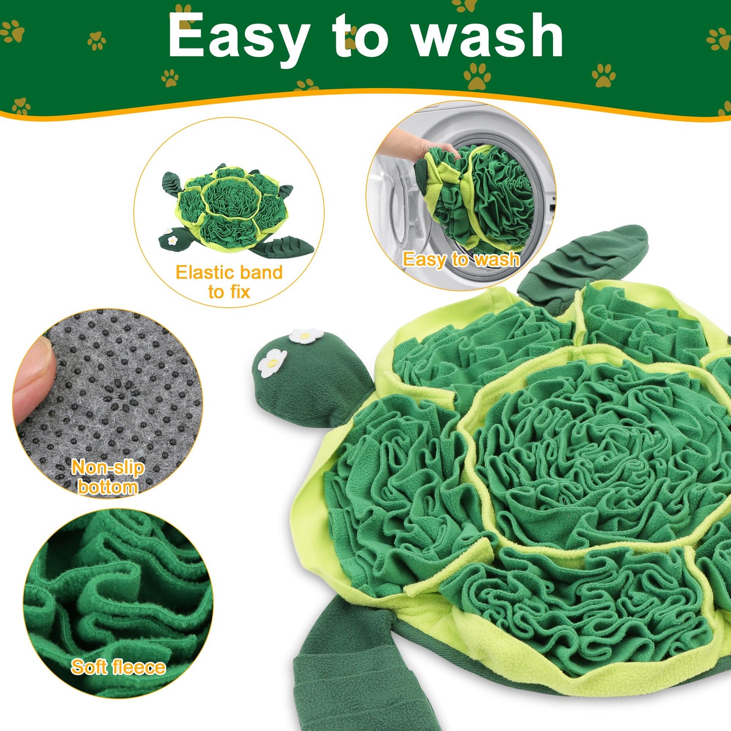 FLERDMAU Snuffle Mat for Dogs Toys - Dog Toys to Keep Them Busy | Dog Puzzle Slow Feeder Treat Toy | Interactive Dog Toys and Dog Feeding Mats | Dog Lick Mat Enhancement (Green)
