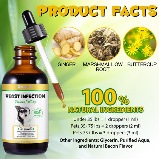 Yeast Infection Treatment for Dogs, Naturally Supports Dog Healthy Itch Relief, Ear Infection Treatment, Dogs Allergy Relief, Inflammation Relief & More (1pcs)