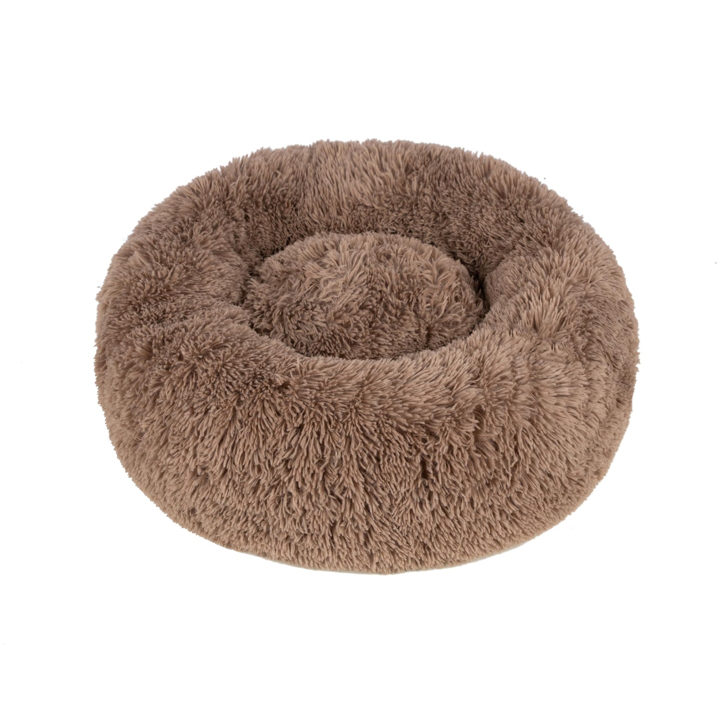 Best Pet Supplies Round Calming Dog Bed with Plush Faux Fur Fabric, Anti-Anxiety Cushion for Indoor Pets, Slip-Resistant Base, Soft Ergonomic Support - Caramel, 27x27x7.5''
