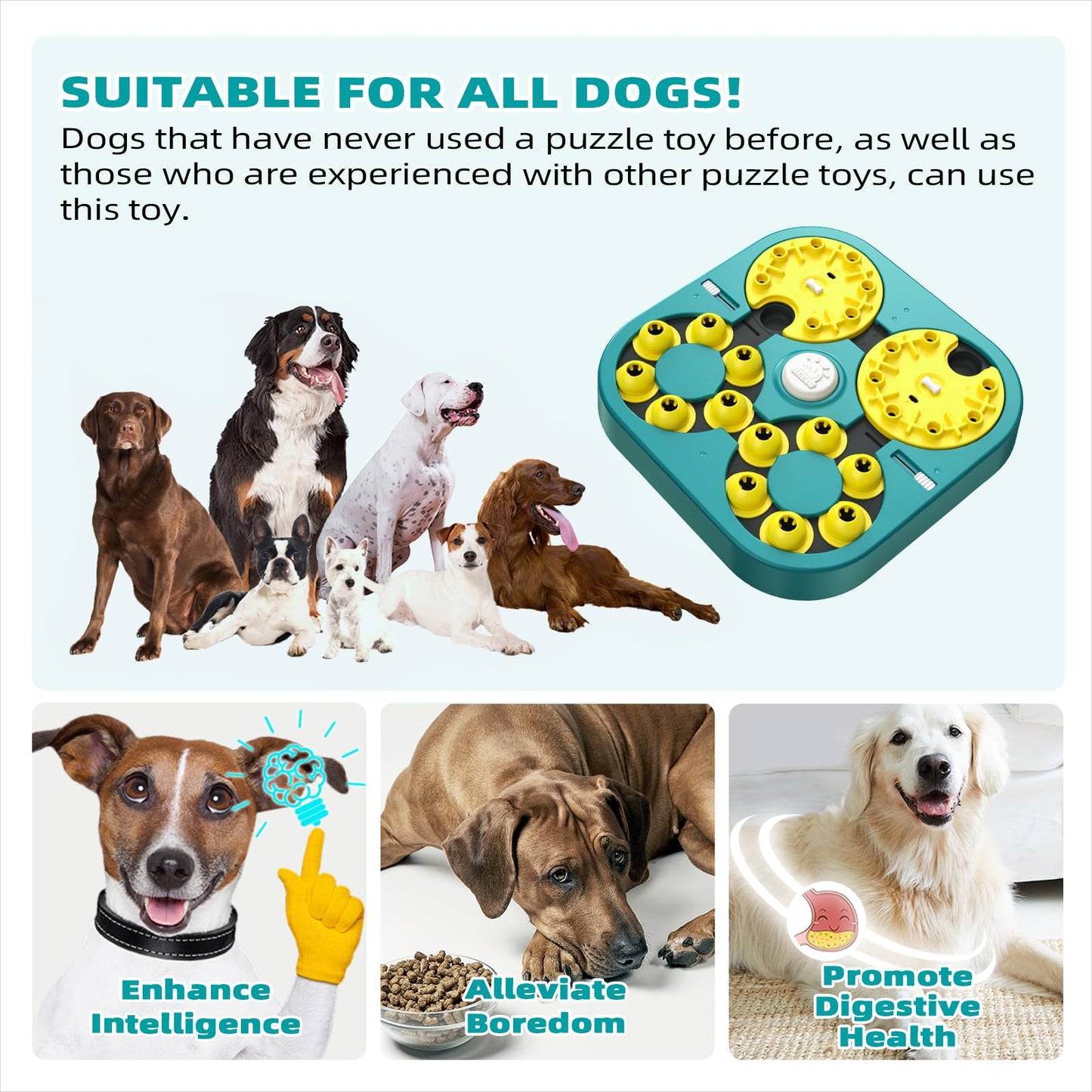 KADTC U.S. Brand & Design All in ONE -5 Levels of Challenge -6 Ways to Play - Large Size Advanced Dog Puzzle Toy for Small/Medium/Large Smart Dogs Hard/Difficult Puzzles Toys Mental Stimulation Games