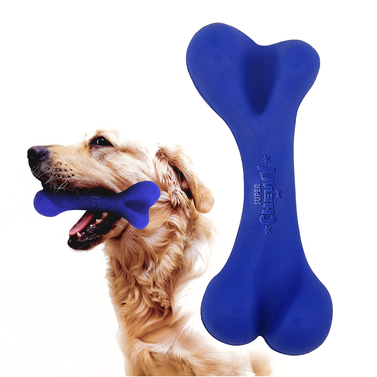 Tuff Pupper SuperChewy Tough Dog Bone Toy | Lifetime Replacement | Strong Natural Rubber | Great Dog Fetch Toy | Chew Toys for Dogs | Ultra Durable Chew Toys for Moderate Chewers | Large Breed Tested