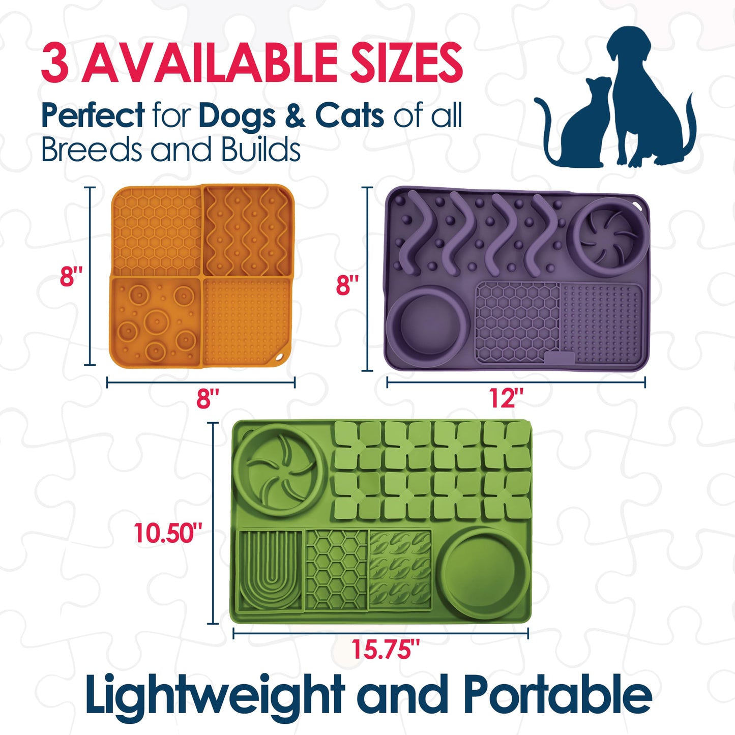 Palz&Co Paw Puzzle 2-in-1 Slow Feeder & Lick Mat for Dogs and Cats, Dry and Wet Food, Dishwasher Safe Silicone, Medium 12"x8", Purple