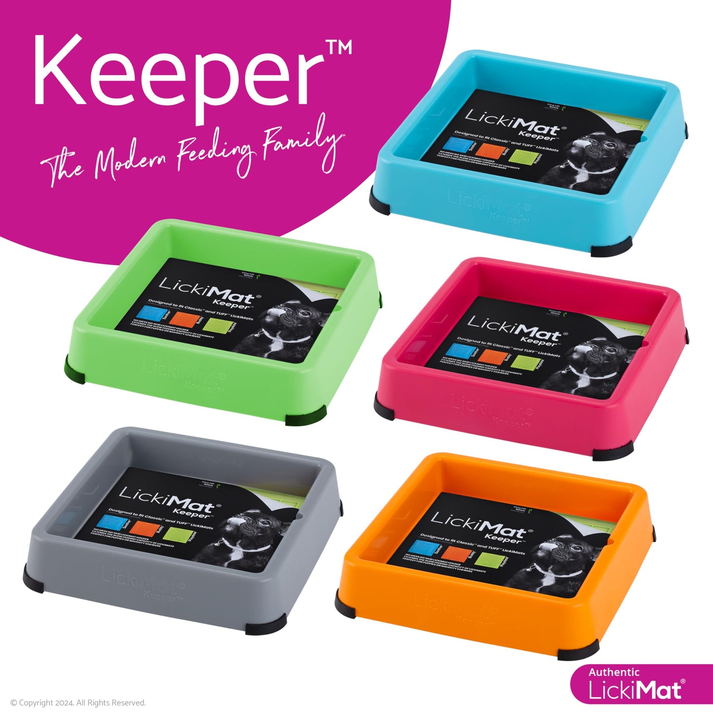LICKIMAT Indoor Keeper Dog Feeding Station - Slow Feeder Lick Mat Keeper for Dogs Food, Treats, Yoghurt & Peanut Butter - Extend Licky Mats for Dogs into Full Feeder, Turquoise